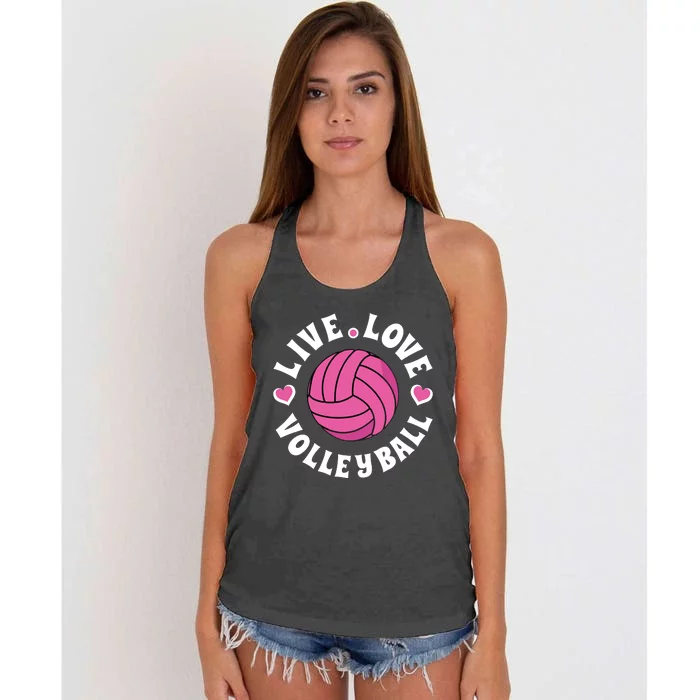 Live Love Volleyball Volleyball Fan Women's Knotted Racerback Tank