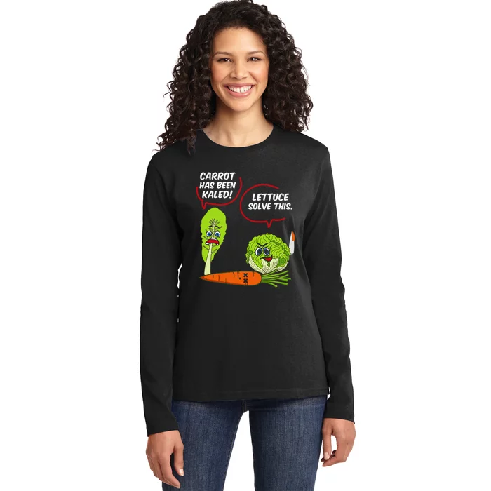 Letttuce Leaf Vegetable Funny Joke Vegetarian Vegan Ladies Long Sleeve Shirt