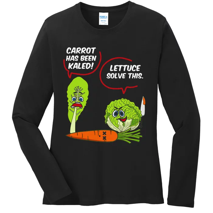 Letttuce Leaf Vegetable Funny Joke Vegetarian Vegan Ladies Long Sleeve Shirt