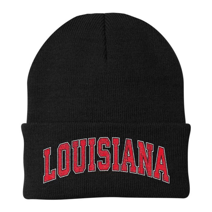 Louisiana La Vintage Athletic Sports Design Red Style Knit Cap Winter Beanie