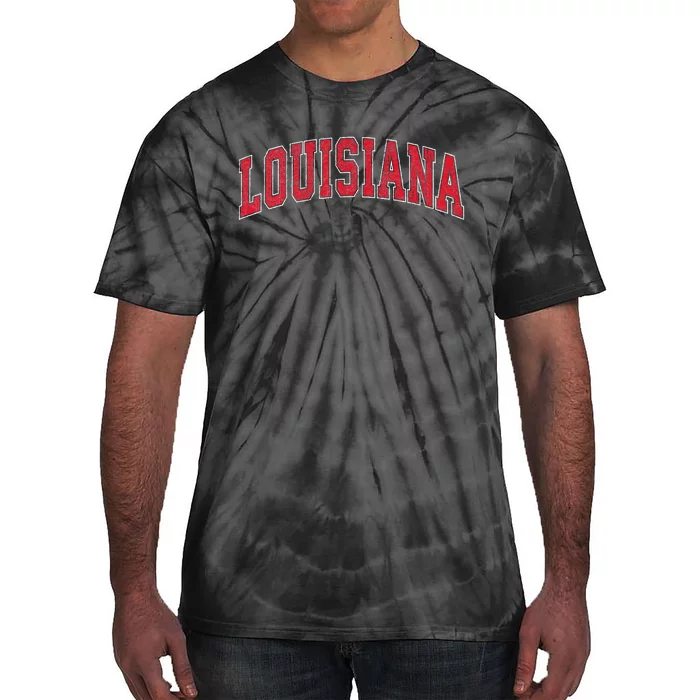 Louisiana La Vintage Athletic Sports Design Red Style Tie-Dye T-Shirt