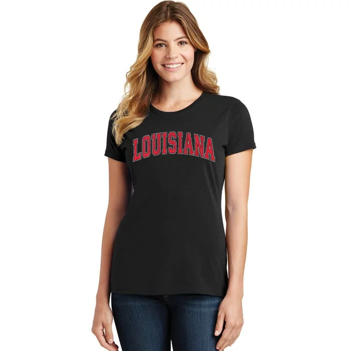 Louisiana La Vintage Athletic Sports Design Red Style Women's T-Shirt