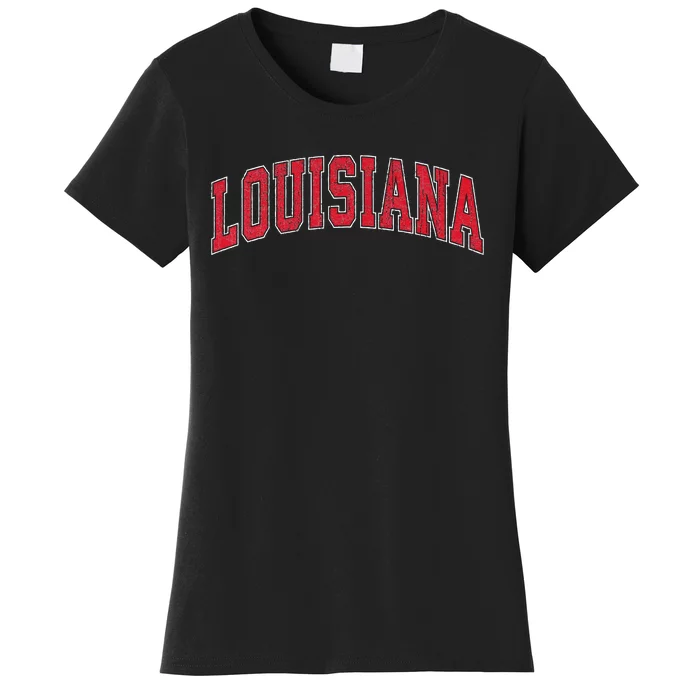 Louisiana La Vintage Athletic Sports Design Red Style Women's T-Shirt