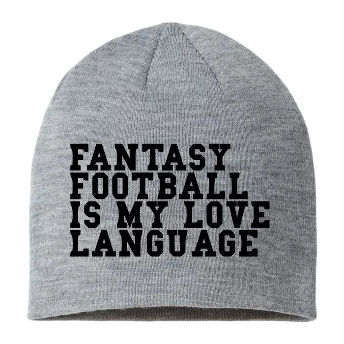 Liz Loza Wearing Fantasy Football Is My Love Language 8 1/2in Sustainable Knit Beanie