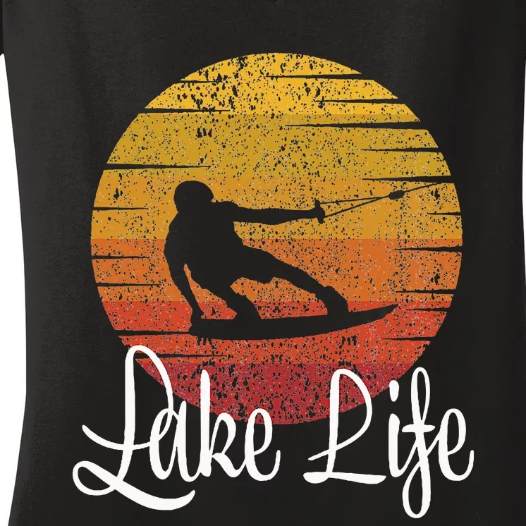 Lake Life Wakeboard Gift Wakeboarding Wakeboarder Women's V-Neck T-Shirt