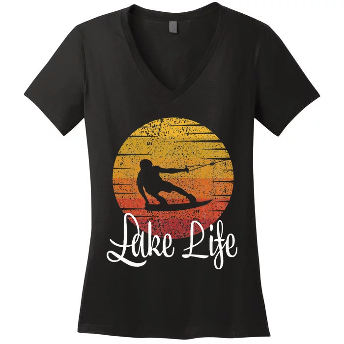 Lake Life Wakeboard Gift Wakeboarding Wakeboarder Women's V-Neck T-Shirt