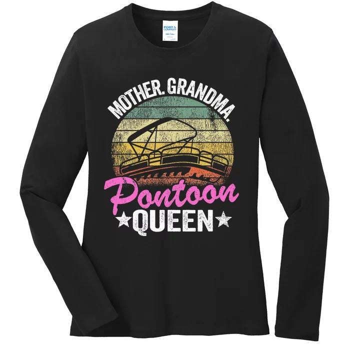 Lake Life Women Mom Mother Grandma Pontoon Ladies Long Sleeve Shirt