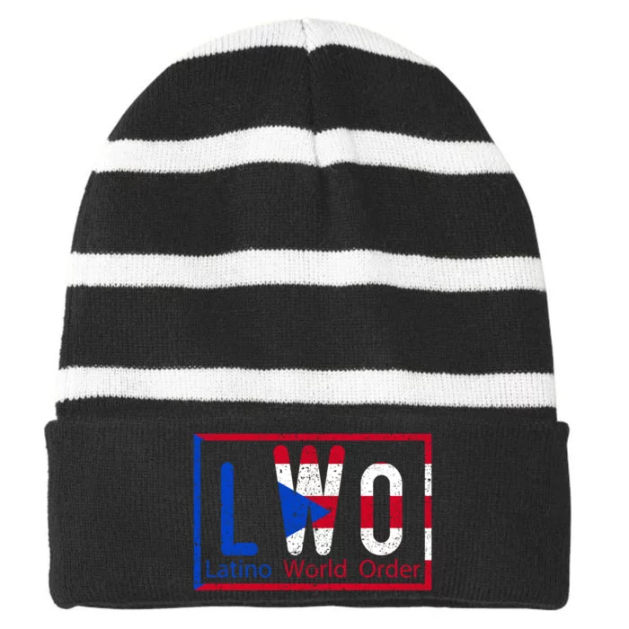 LWO Latino World Order Puerto Rico Striped Beanie with Solid Band