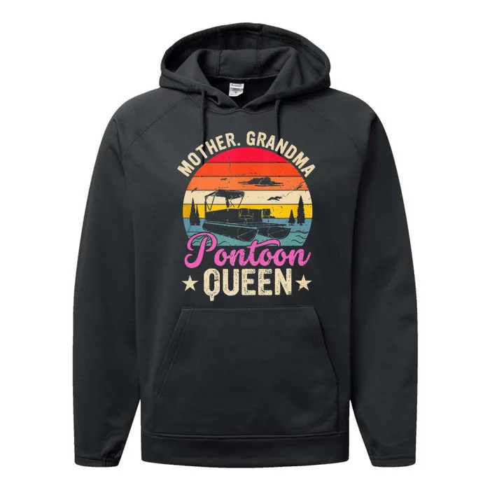 Lake Life Women Mom Mother Grandma Pontoon Queen Performance Fleece Hoodie