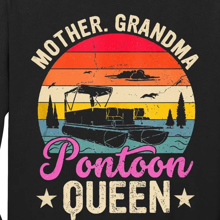 Lake Life Women Mom Mother Grandma Pontoon Queen Tall Long Sleeve T-Shirt