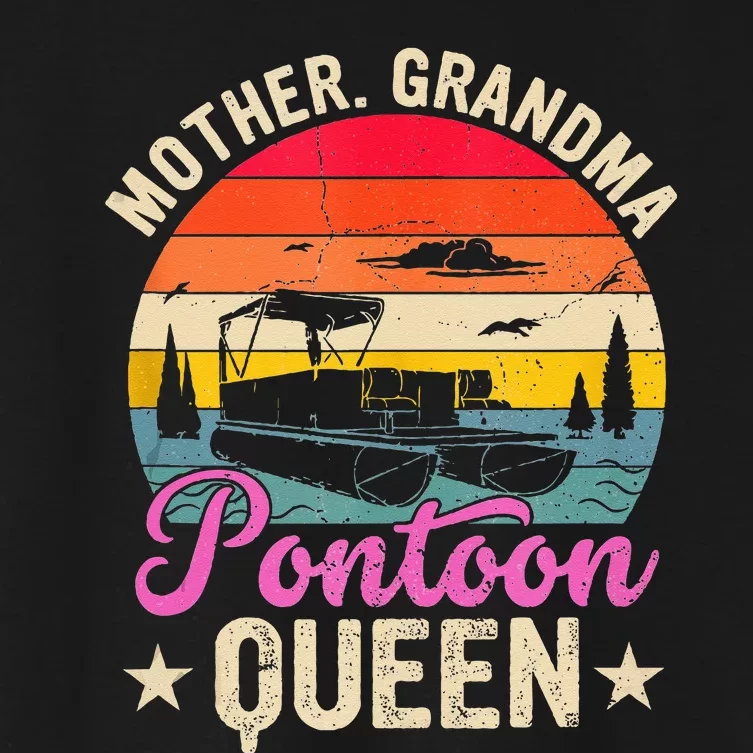 Lake Life Women Mom Mother Grandma Pontoon Queen Women's Crop Top Tee