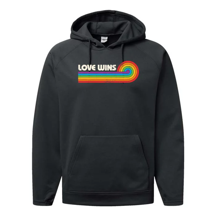 Lgbtq Love Wins Gay P.R.I.D.E Lgbt Ally Rainbow Flag Vintage Performance Fleece Hoodie