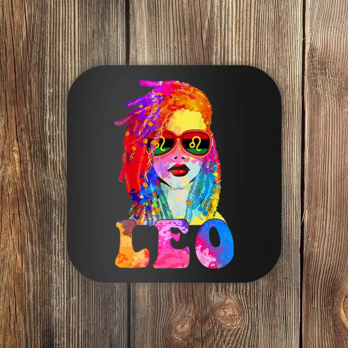 Leo LocD Woman Black Queen Art Zodiac Birthday Coaster