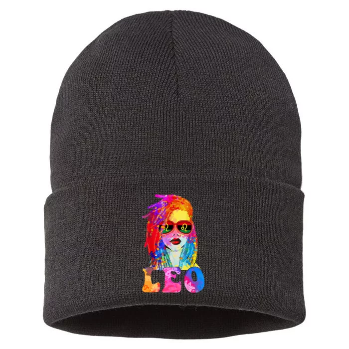 Leo LocD Woman Black Queen Art Zodiac Birthday Sustainable Knit Beanie