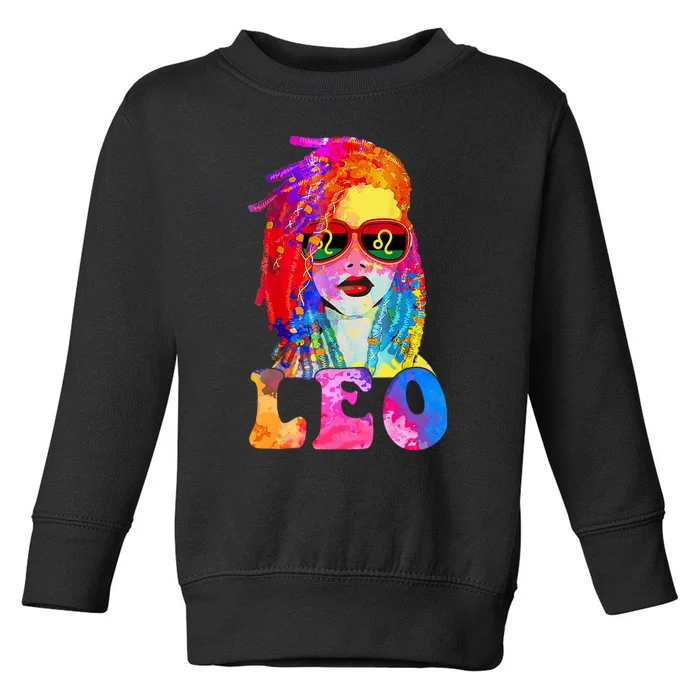 Leo LocD Woman Black Queen Art Zodiac Birthday Toddler Sweatshirt