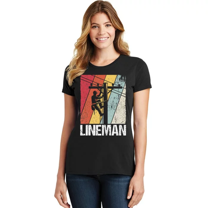 Lineman Line Worker Utility Pole Lineman Gift Women's T-Shirt