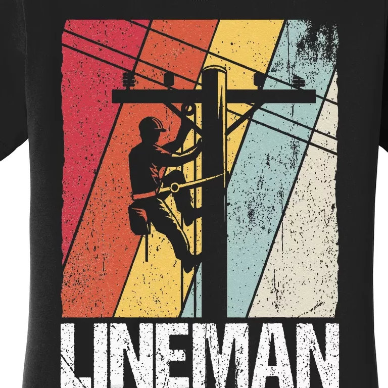 Lineman Line Worker Utility Pole Lineman Gift Women's T-Shirt