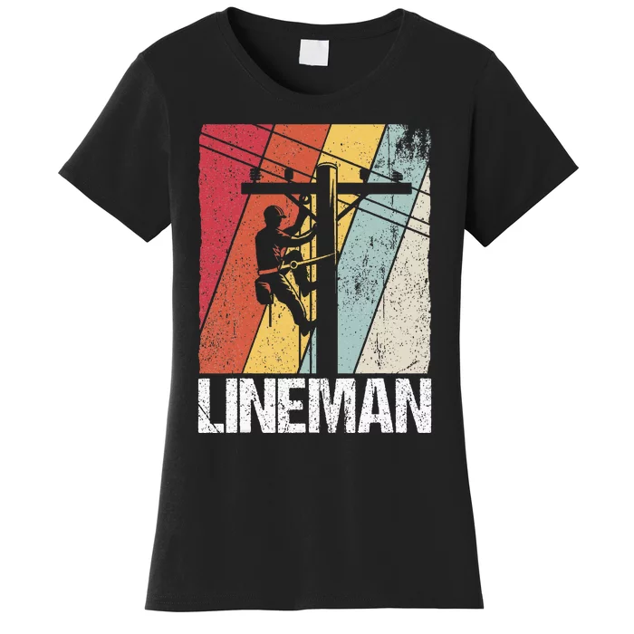 Lineman Line Worker Utility Pole Lineman Gift Women's T-Shirt