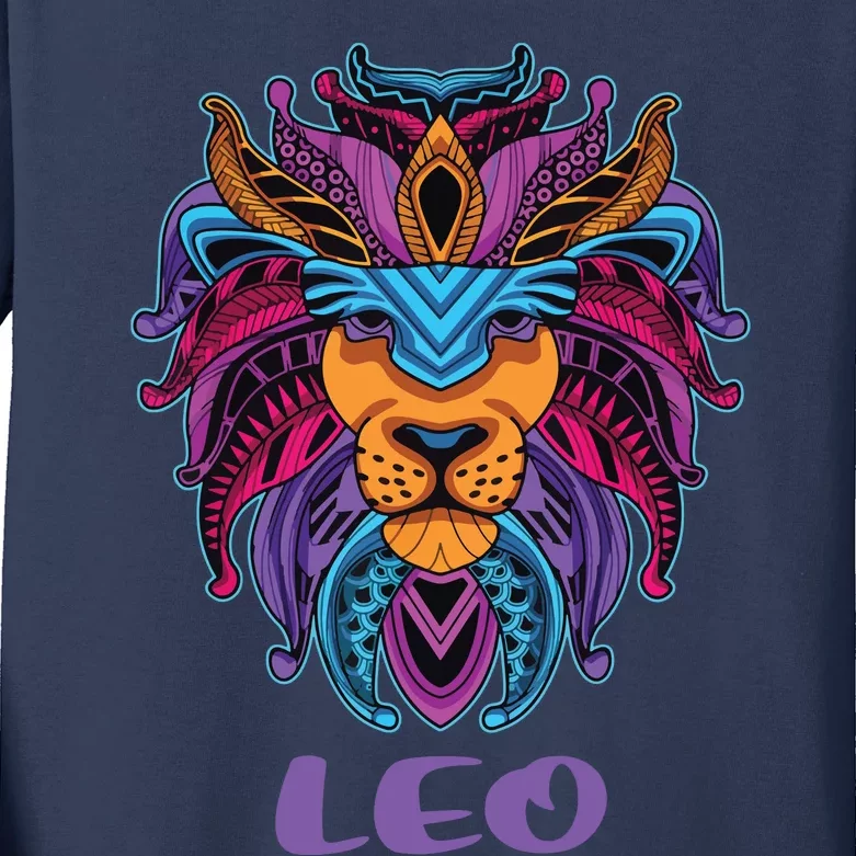 Leo Lion Zodiac Symbol Horoscope Astrology Birthday Gift Kids Long Sleeve Shirt