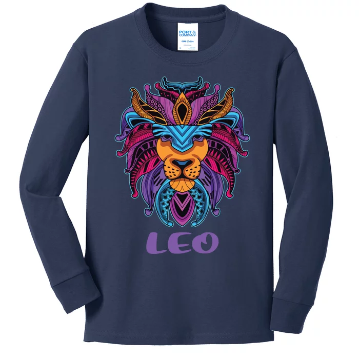 Leo Lion Zodiac Symbol Horoscope Astrology Birthday Gift Kids Long Sleeve Shirt