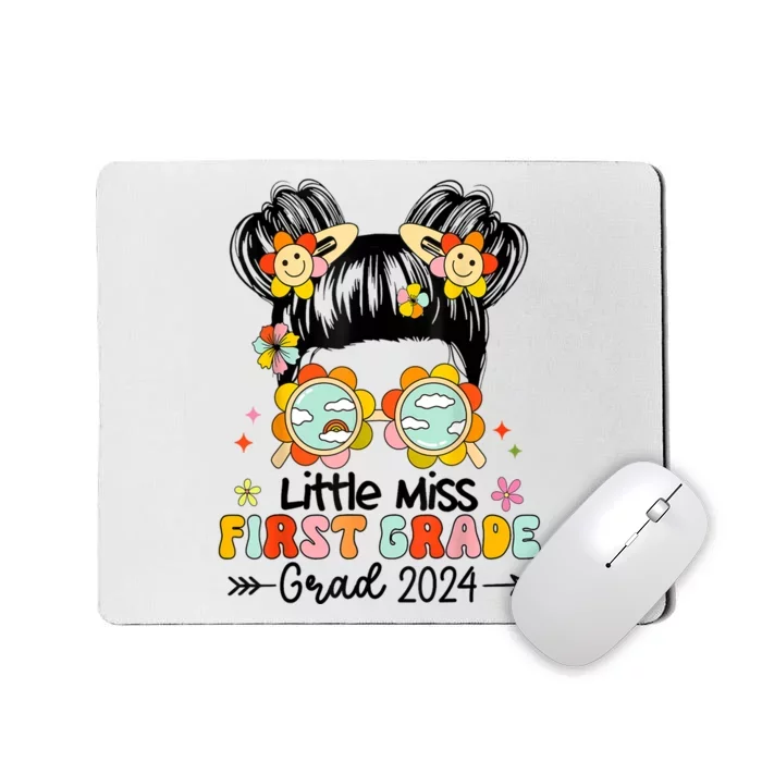 Little Miss 1st First Grade Grad Graduation 2024 Messy Bun Gift Mousepad