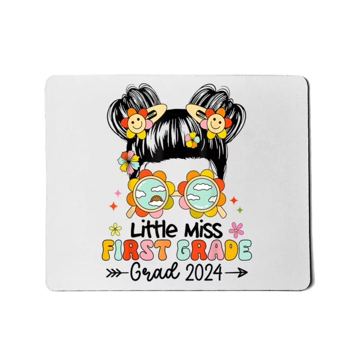 Little Miss 1st First Grade Grad Graduation 2024 Messy Bun Gift Mousepad