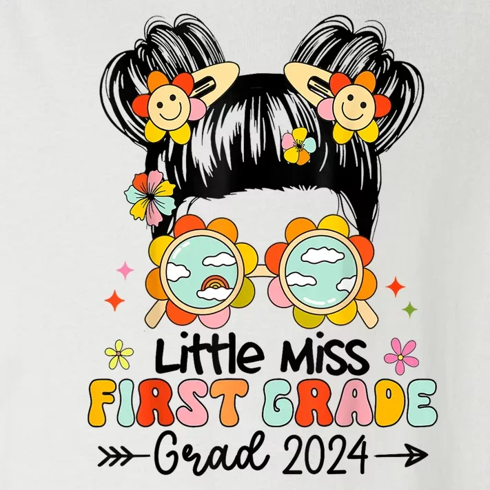 Little Miss 1st First Grade Grad Graduation 2024 Messy Bun Gift Toddler Long Sleeve Shirt