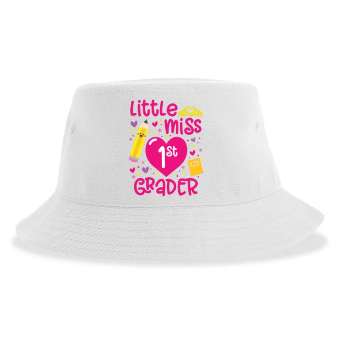 Little Miss 1st Grader 1st Grade Girl First Day Of School Sustainable Bucket Hat