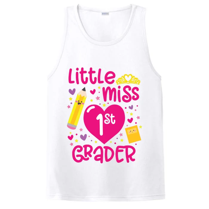 Little Miss 1st Grader 1st Grade Girl First Day Of School Performance Tank