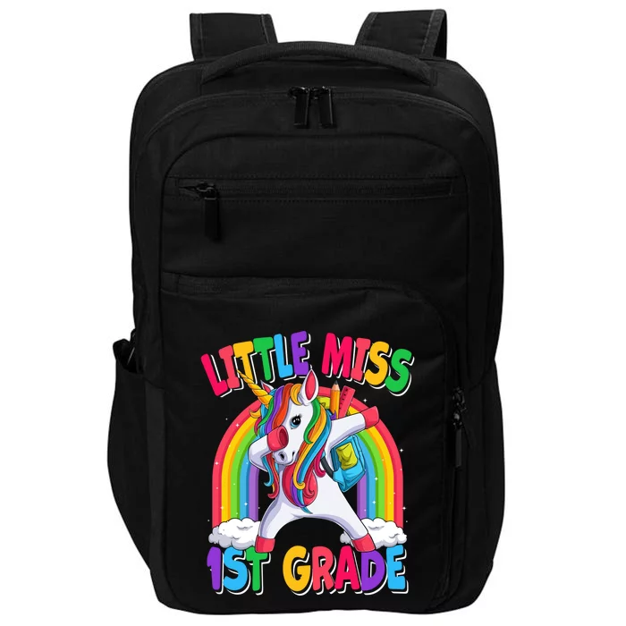 Little Miss 1St Grade Dabbing Unicorn Back To School Gift Impact Tech Backpack