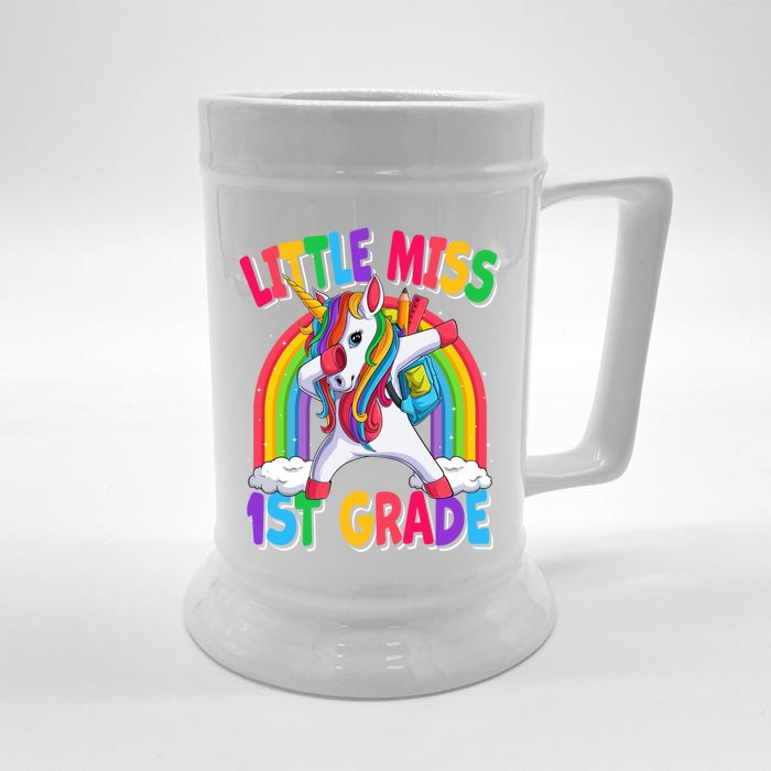 Little Miss 1St Grade Dabbing Unicorn Back To School Gift Front & Back Beer Stein