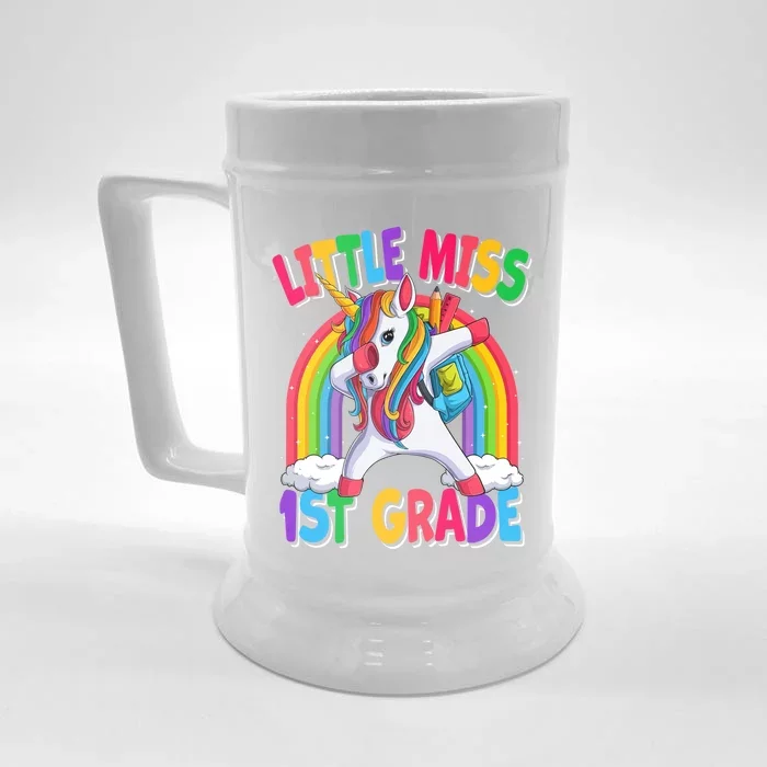 Little Miss 1St Grade Dabbing Unicorn Back To School Gift Front & Back Beer Stein