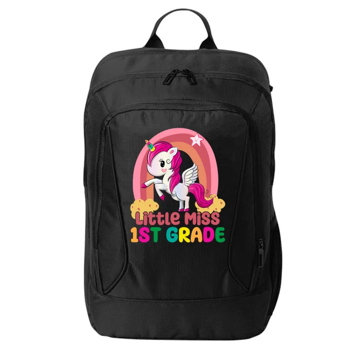 Little Miss 1st Grade Rainbow Unicorn City Backpack