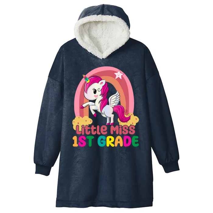 Little Miss 1st Grade Rainbow Unicorn Hooded Wearable Blanket