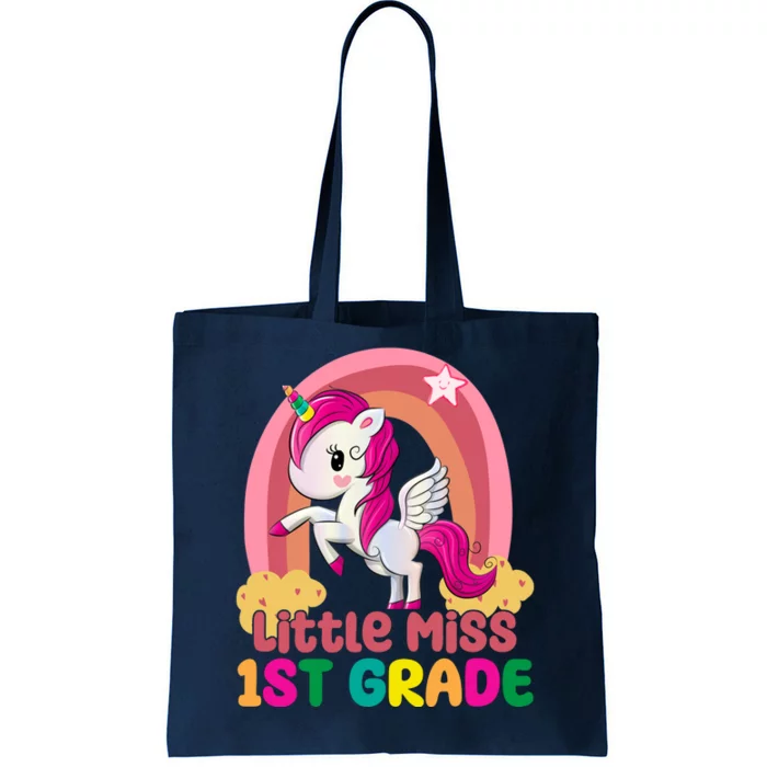 Little Miss 1st Grade Rainbow Unicorn Tote Bag