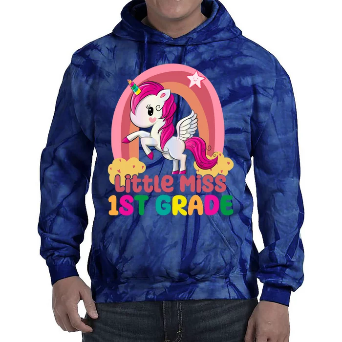 Little Miss 1st Grade Rainbow Unicorn Tie Dye Hoodie