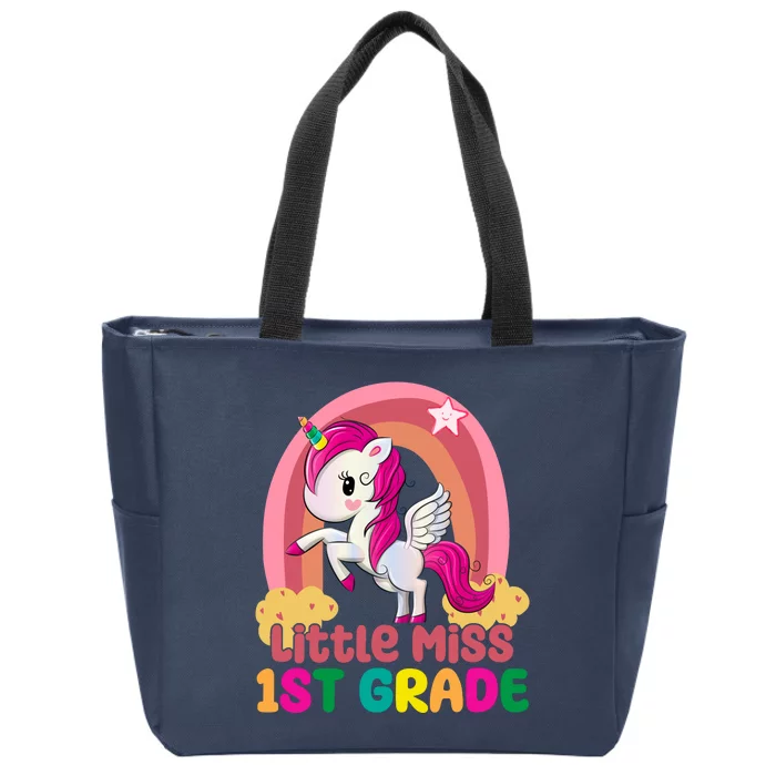 Little Miss 1st Grade Rainbow Unicorn Zip Tote Bag