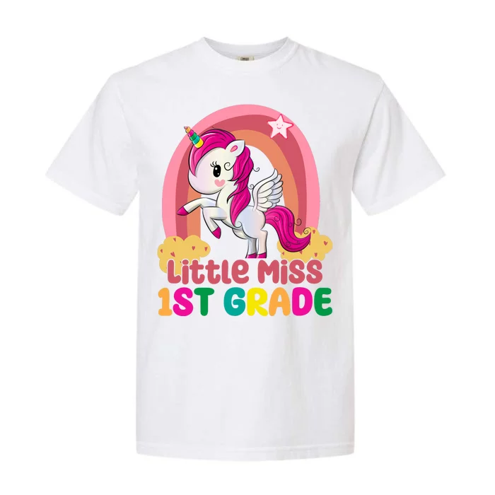 Little Miss 1st Grade Rainbow Unicorn Garment-Dyed Heavyweight T-Shirt