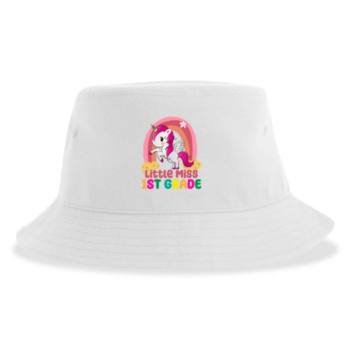 Little Miss 1st Grade Rainbow Unicorn Sustainable Bucket Hat