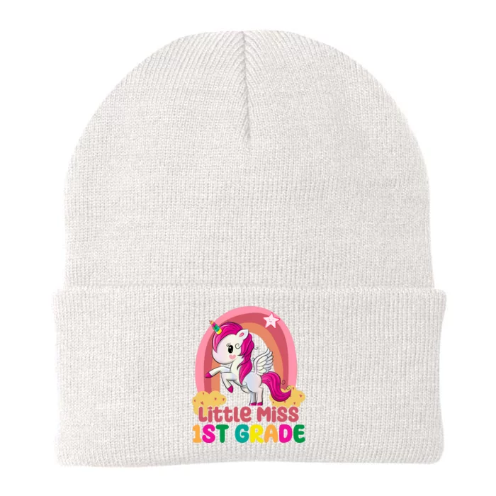 Little Miss 1st Grade Rainbow Unicorn Knit Cap Winter Beanie