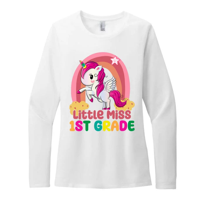 Little Miss 1st Grade Rainbow Unicorn Womens CVC Long Sleeve Shirt