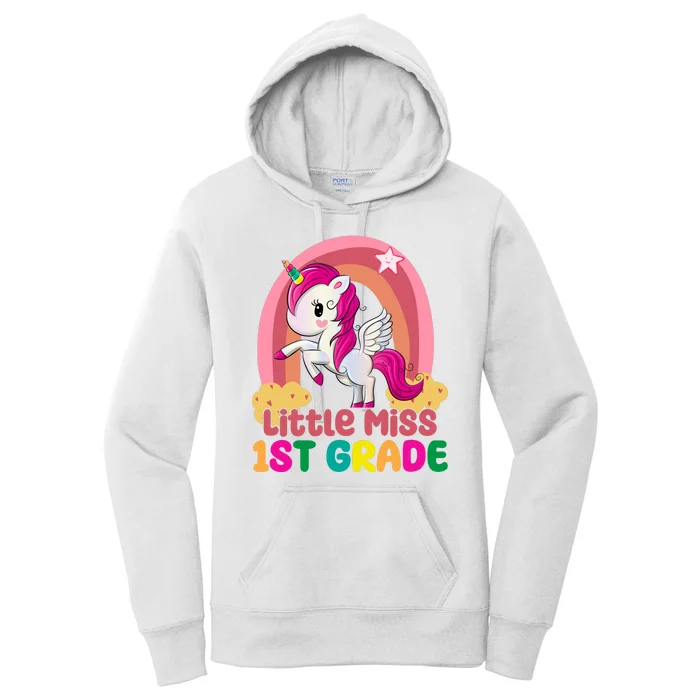 Little Miss 1st Grade Rainbow Unicorn Women's Pullover Hoodie