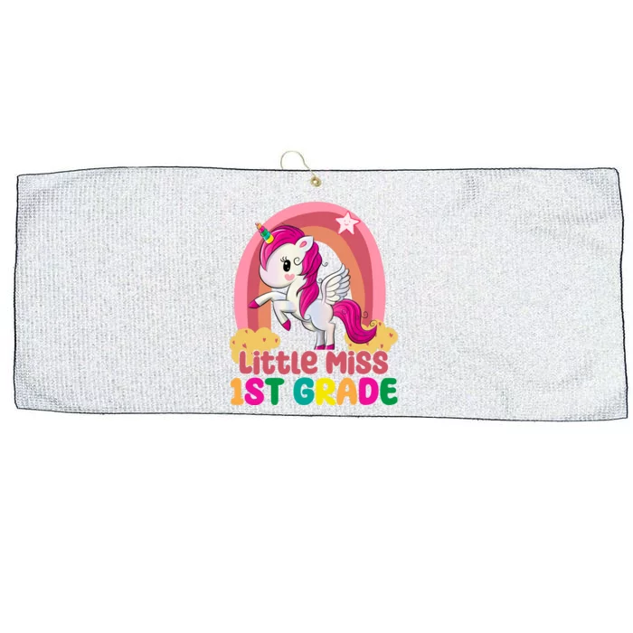 Little Miss 1st Grade Rainbow Unicorn Large Microfiber Waffle Golf Towel