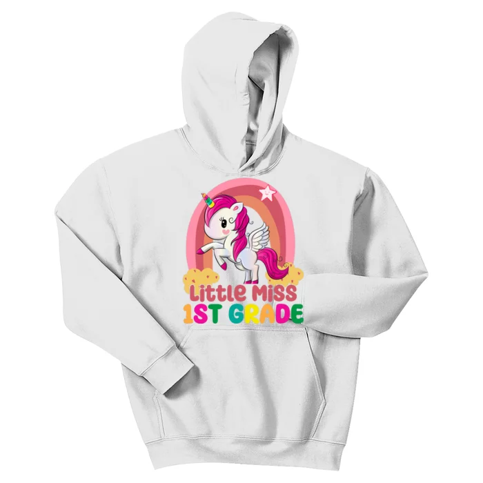 Little Miss 1st Grade Rainbow Unicorn Kids Hoodie