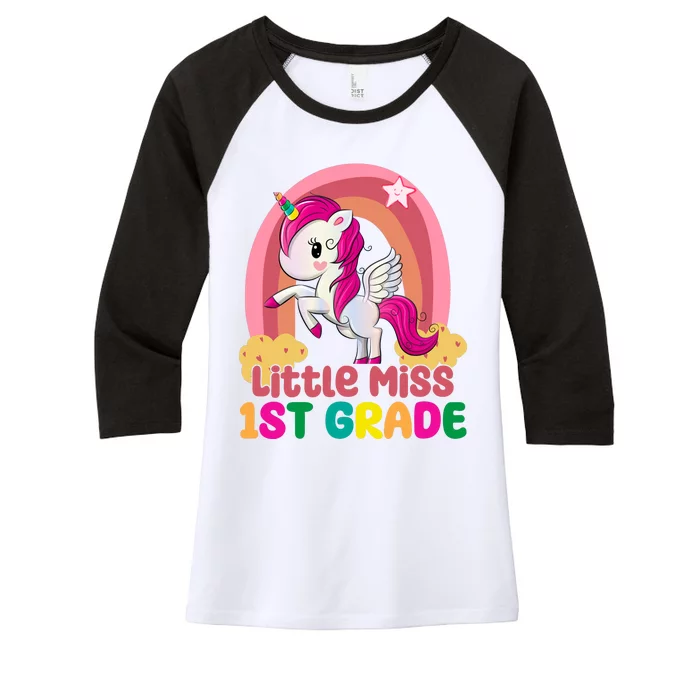 Little Miss 1st Grade Rainbow Unicorn Women's Tri-Blend 3/4-Sleeve Raglan Shirt