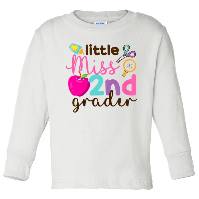 Little Miss 2nd Grade First Day Of Second Grade Cute Toddler Long Sleeve Shirt