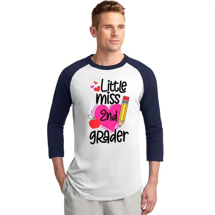 Little Miss 2nd Grader First Day Of Second Grade Girl Baseball Sleeve Shirt