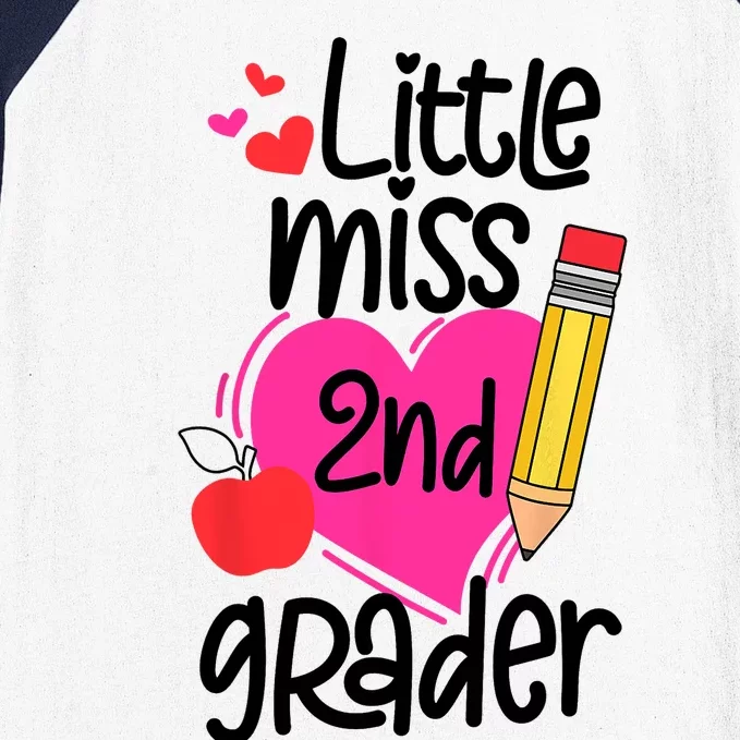 Little Miss 2nd Grader First Day Of Second Grade Girl Baseball Sleeve Shirt