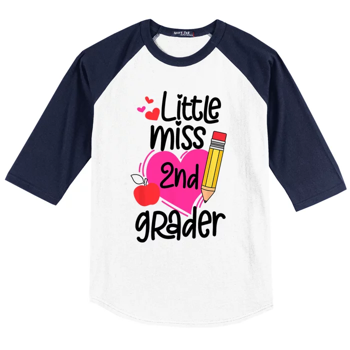 Little Miss 2nd Grader First Day Of Second Grade Girl Baseball Sleeve Shirt