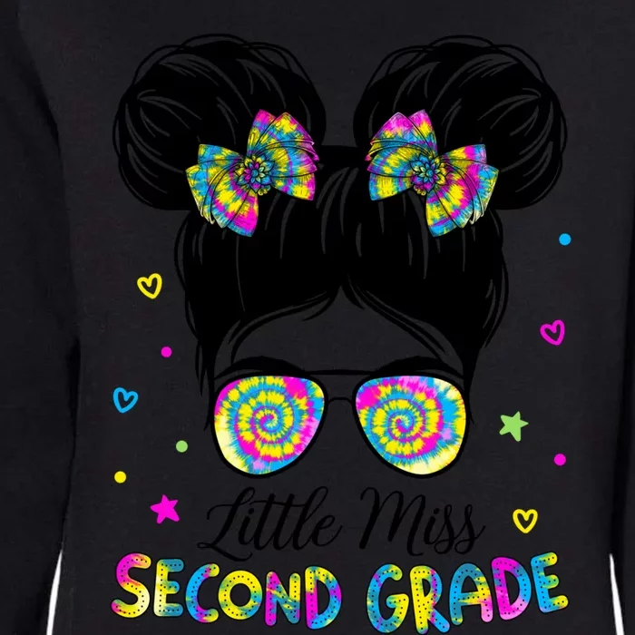 Little Miss 2Nd Grade Messy Bun Tie Dye Second Grade Gift Womens California Wash Sweatshirt